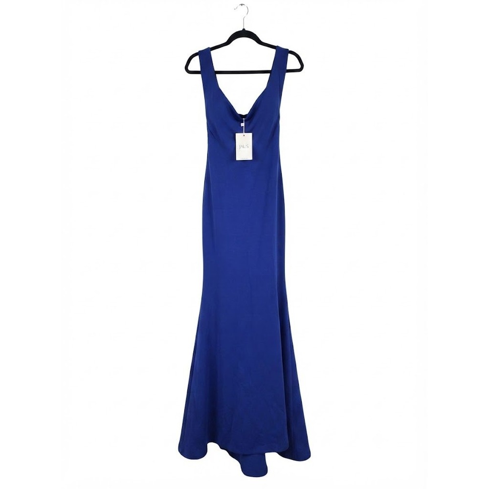 NWT JAUS Women's L Royal Blue Cowl Neck Mermaid Maxi‎ Gown Formal Wedding Dress